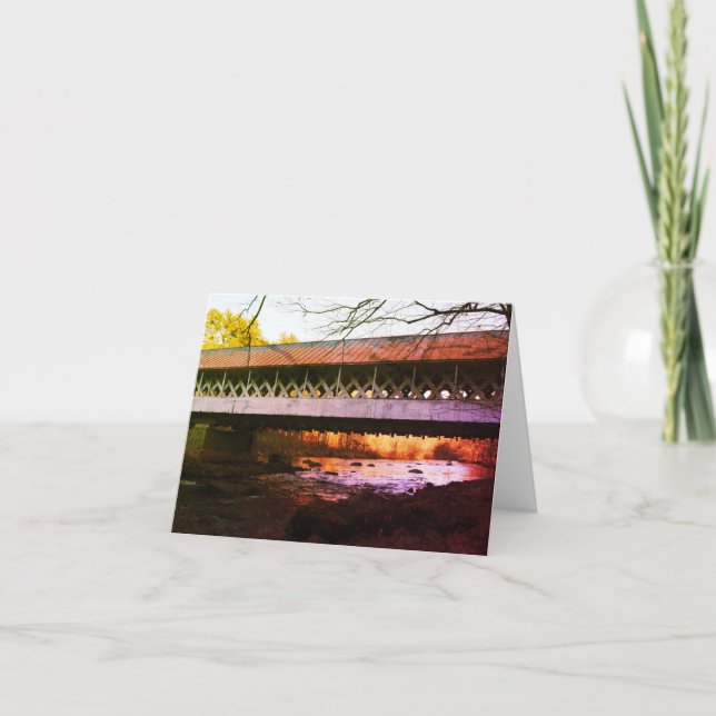 Altmodische Covered Bridge Note Card Dankeskarte (Vorderseite)