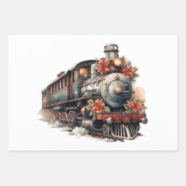 Altmodische Eisenbahn Retro Weihnachten Geschenkpapier Set