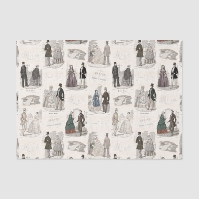 Altmodische Eleganz-Vintage französische Mode Seidenpapier (Vorderseite)
