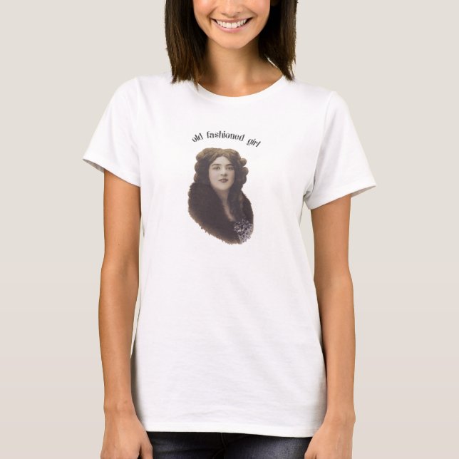 Altmodische Girl Retro-Frauenbild T-Shirt (Vorderseite)