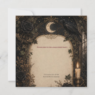 Altmodische Gothic-Halloween-Burgunder-Rosen, Efeu Save The Date