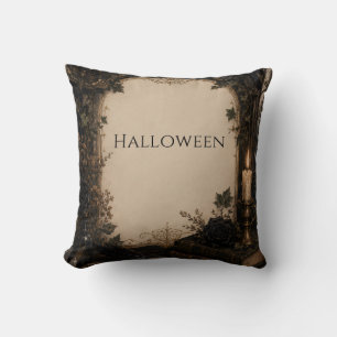 Altmodische Gothic-Halloween-Burgunderrosen, Efeu Kissen