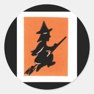 Altmodische Halloween-Hexe-Silhouette Runder Aufkleber