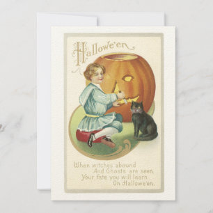 Altmodische Halloween-Kürbis-Schnitz-Einladung Einladung