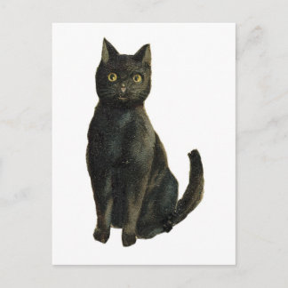 Altmodische Halloween-Schwarze Katze Postkarte