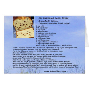 Altmodische Rosinen-Brot-Rezept-Karte