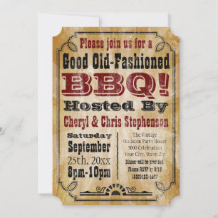 Altmodische Rustikale GRILLEN Barbeque Party Einladung