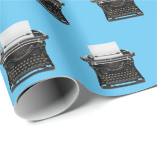 altmodische Schreibmaschine auf aqua Geschenkpapier