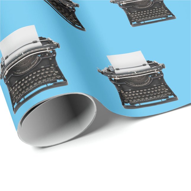 altmodische Schreibmaschine auf aqua Geschenkpapier (Rolleneckpunkt)