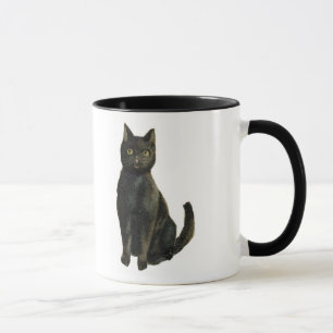 Altmodische schwarze Katze Halloweens Tasse