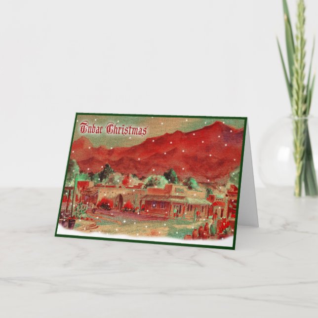 Altmodische Tubac Weihnachtskarte Feiertagskarte (Vorderseite)