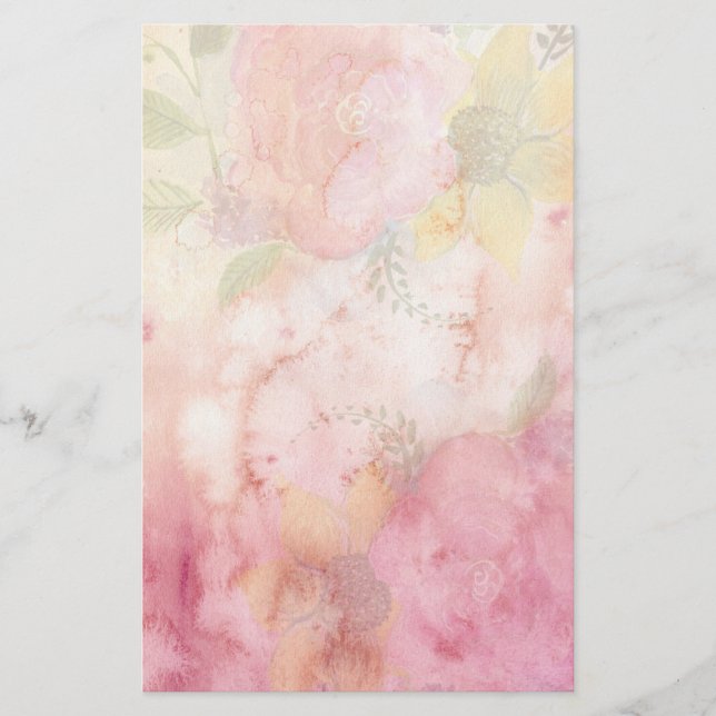 Altmodische Vintage Aquarellpastellfarben Briefpapier (Vorderseite)
