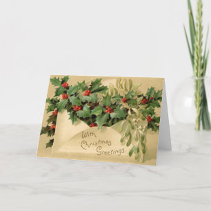 Altmodische Vintage viktorianische frohe Feiertagskarte