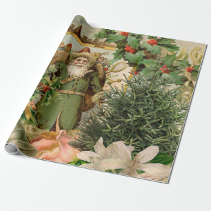 Altmodische Weihnachts-Collage mit grünem Weihnach Geschenkpapier