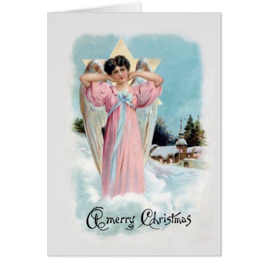 Altmodische Weihnachtskarte des Engels-1906 Karte