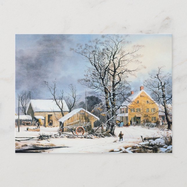 Altmodische Weihnachtskarte Feiertagspostkarte (Vorderseite)