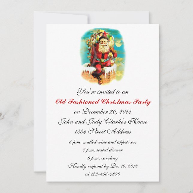 Altmodische WeihnachtsParty Einladungen (Vorderseite)