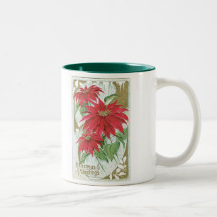 Altmodische Weihnachtspoinsettia Zweifarbige Tasse
