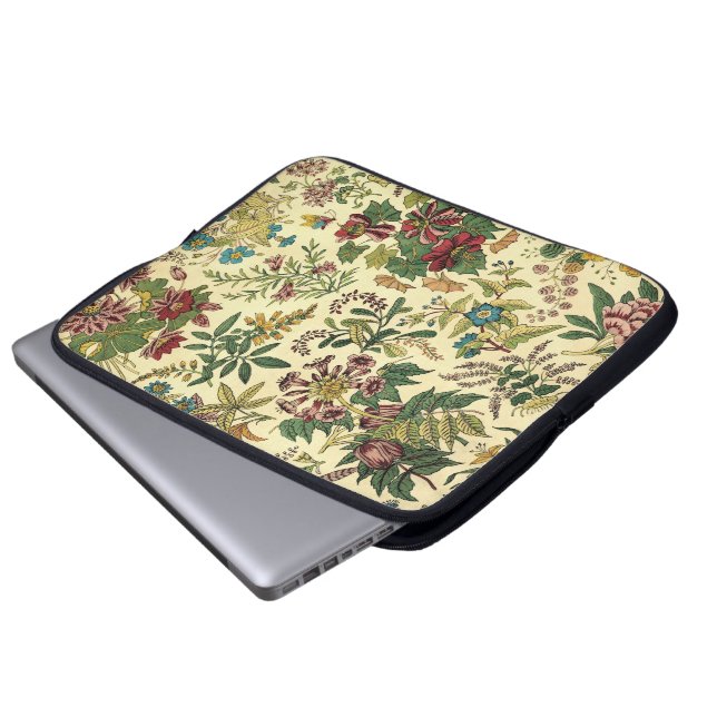 Altmodischer Blumenüberfluß Laptopschutzhülle (Vorne Knopf)