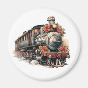 Altmodischer Dampfzug Retro Weihnachten Magnet