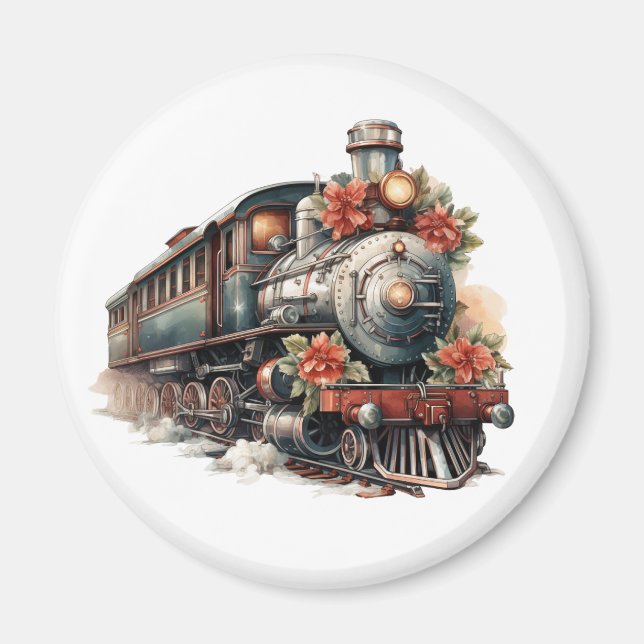 Altmodischer Dampfzug Retro Weihnachten Magnet (Vorne)