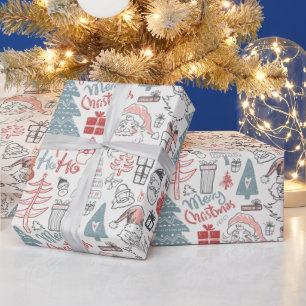 Altmodischer gekritzelter Weihnachtsmann Weihnacht Geschenkpapier