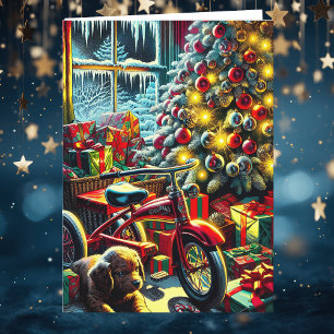 Altmodischer Nostalgischer Weihnachtsvormittag Feiertagskarte