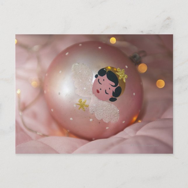 Altmodischer rosa Weihnachtsflitter Feiertagspostkarte (Vorderseite)