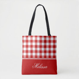 Altmodischer roter und weißer Gingham | Tasche