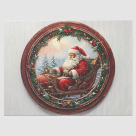 Altmodischer Santa in Decorative Rahmen Decoupage Seidenpapier