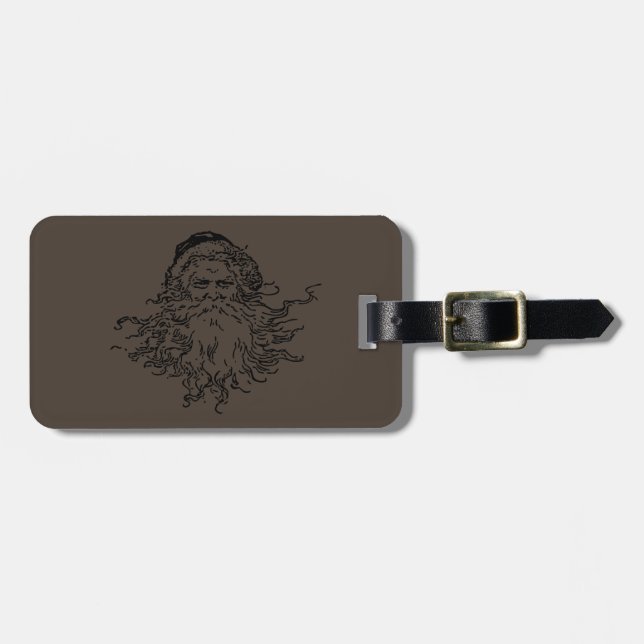 Altmodischer Santa Taupe Gepäcktag Gepäckanhänger (Vorderseite horizontal)