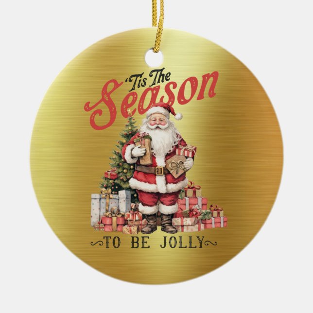 Altmodischer Weihnachtsmann - Das ist die Jahresze Keramik Ornament (Vorne)