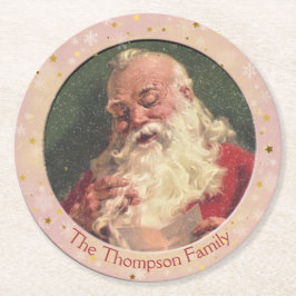 Altmodischer Weihnachtsmann - Personalisiert Runder Pappuntersetzer