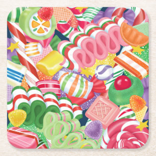 Altmodischer Weihnachtssüßigkeits-Untersetzer Rechteckiger Pappuntersetzer