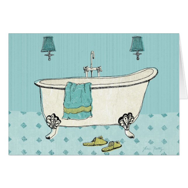 Altmodisches blaues Badezimmer (Vorderseite (Horizontal))