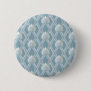 Altmodisches blaues Fan-Gitter-Tapeten-Muster Button
