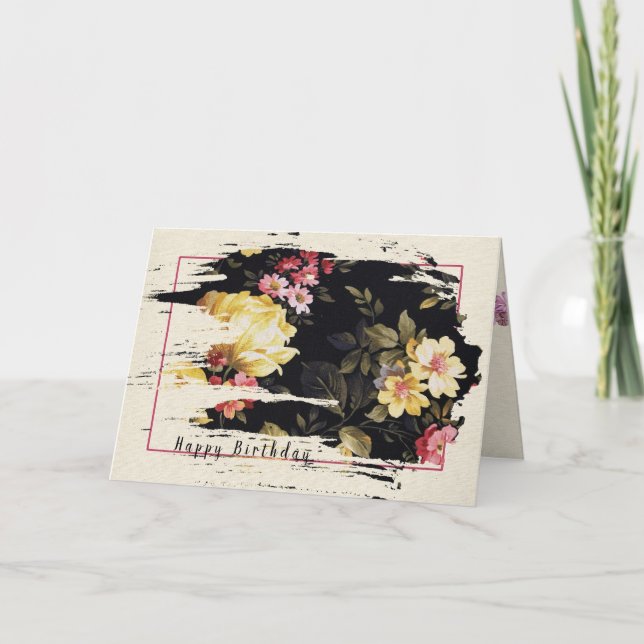 altmodisches Blumenmuster zum Geburtstag Karte (Vorderseite)