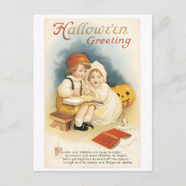 Altmodisches Halloween, Boy & Girl Postkarte
