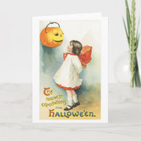 Altmodisches Halloween, Girl & Jack-o'-Laterne