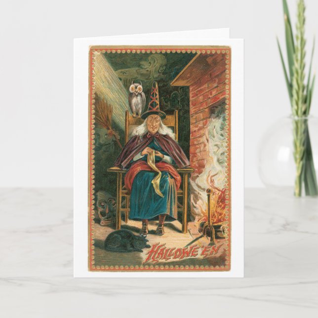 Altmodisches Halloween, Hexe Karte (Vorderseite)