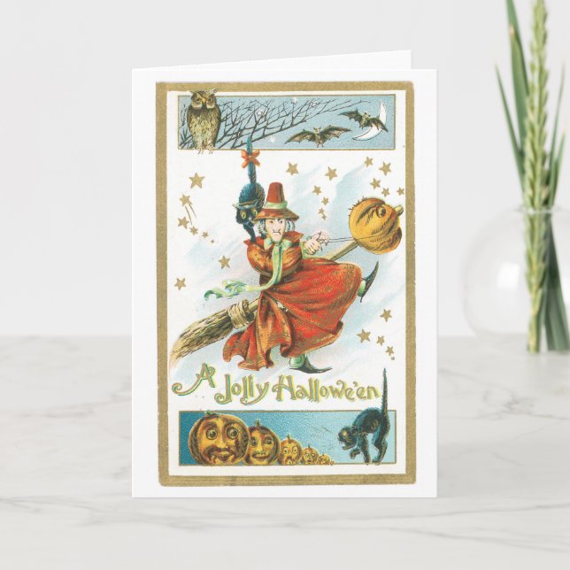 Altmodisches Halloween, Hexe Karte (Vorderseite)
