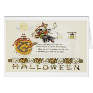 Altmodisches Halloween, Hexe mit Eule