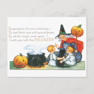 Altmodisches Halloween, Hexe Postkarte