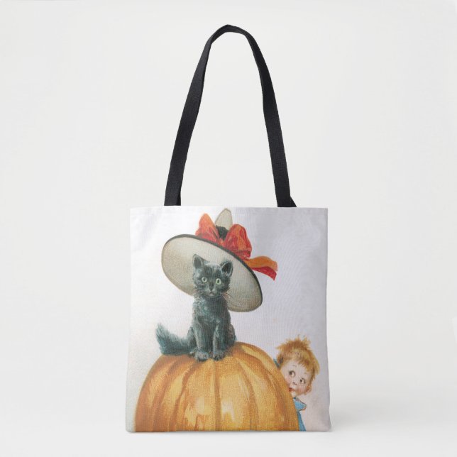 Altmodisches Halloween, Hexenkatze Tasche (Vorderseite)