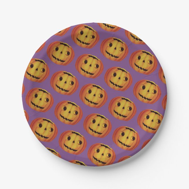 Altmodisches Halloween, Pumpkin (Jack-o'-Laterne) Pappteller (Vorderseite)