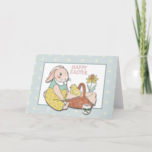 Altmodisches Osterhase und Küken Ostern Karte