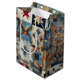 Altmodisches Patchwork Quilt Design Mittlere Geschenktüte