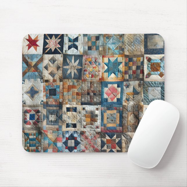 Altmodisches Patchwork Quilt Design Mousepad (Mit Mouse)