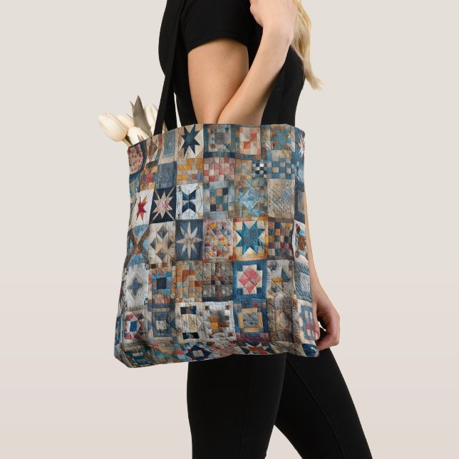 Altmodisches Patchwork Quilt Design Tasche (Von Nahem)