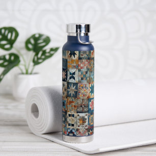 Altmodisches Patchwork Quilt Design Trinkflasche